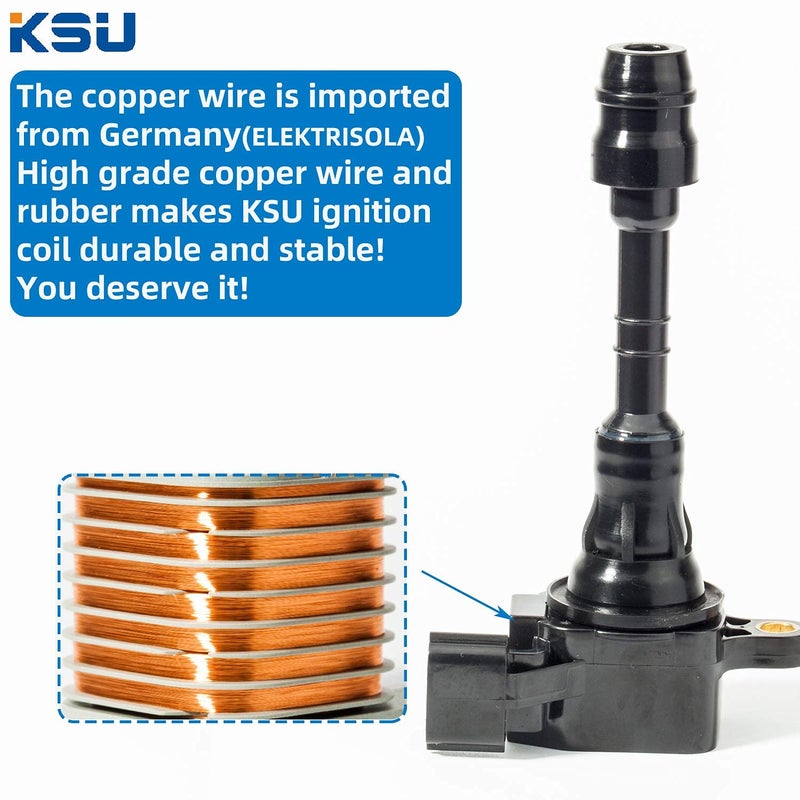 KSU Ignition coil pack for Nissian Altima Frontier Maxima Murano Pathfinder Quest Xterra NV1500 NV2500 Armada 350Z Infiniti I35 QX4 3.5L 4.0L ignition coil pack set of 6 fit for UF349 UF-349 22448-8J115 - Image 5